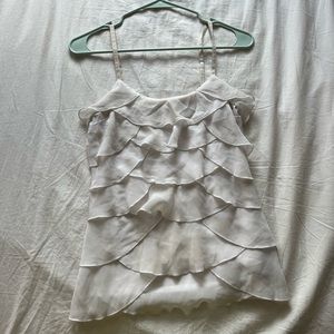 White Ruffle Tank